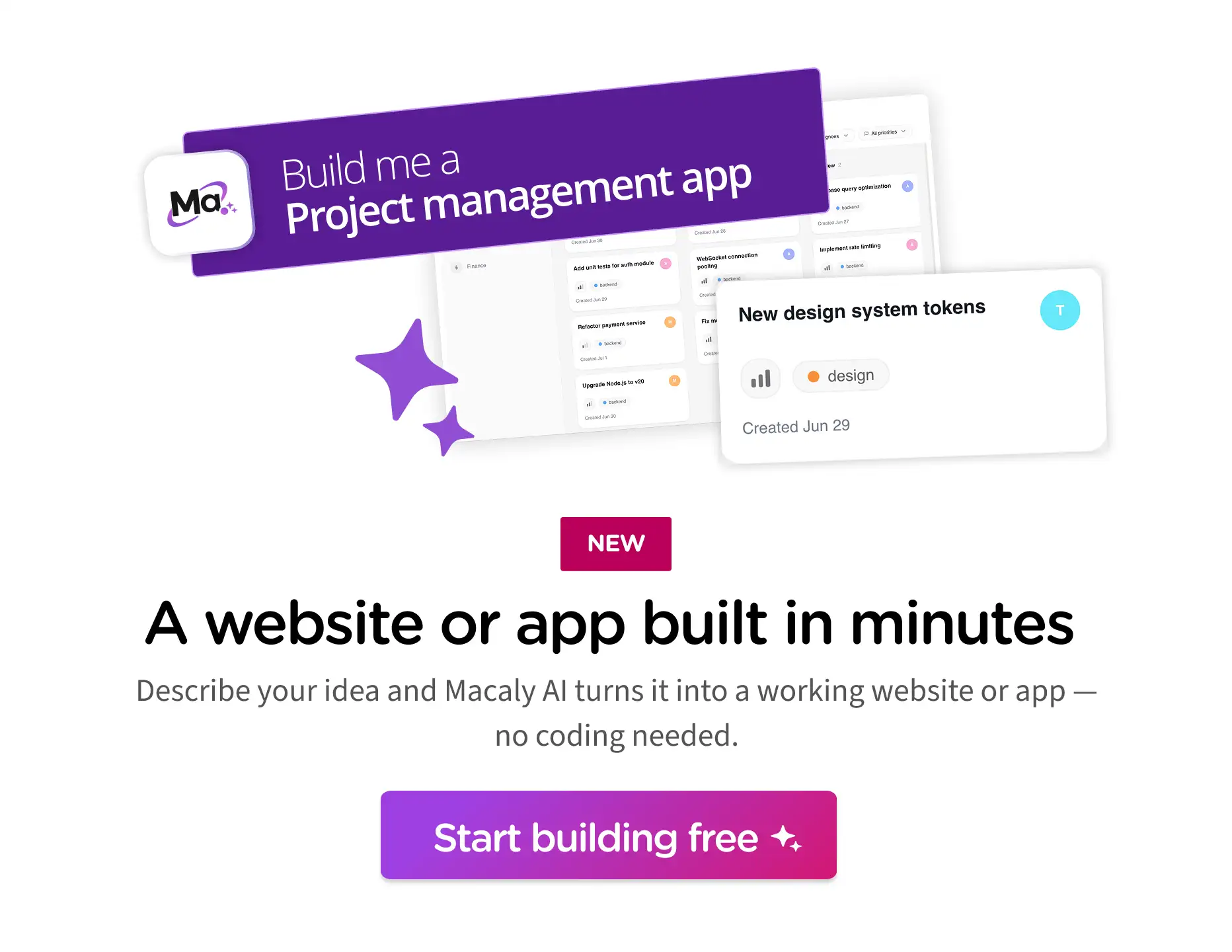 A website or app built in minutes